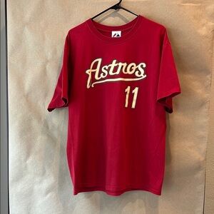 MAJESTIC. Vintage astros Brad Ausmus 11 red short sleeve T shirt  XL.  ST 5